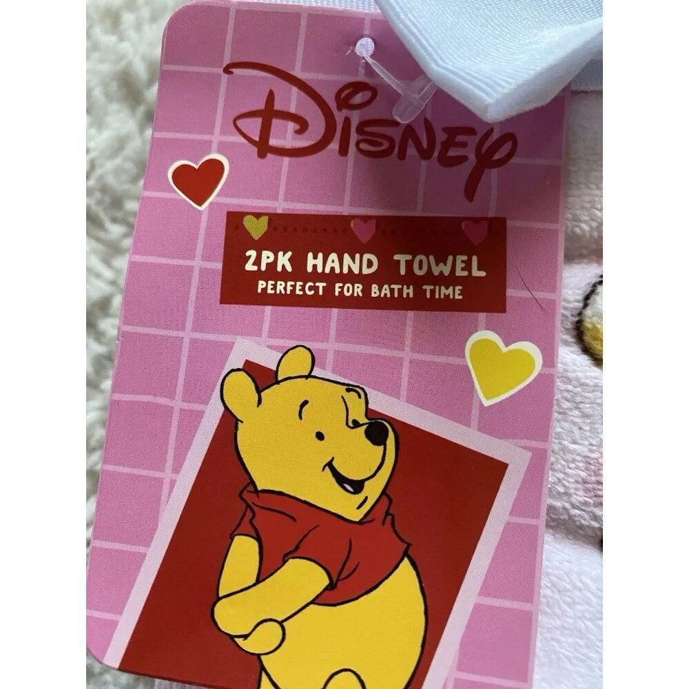 2 Pack Disney Winnie The Pooh Piglet Valentines Hearts Bath Hand Towels 16 X 26”